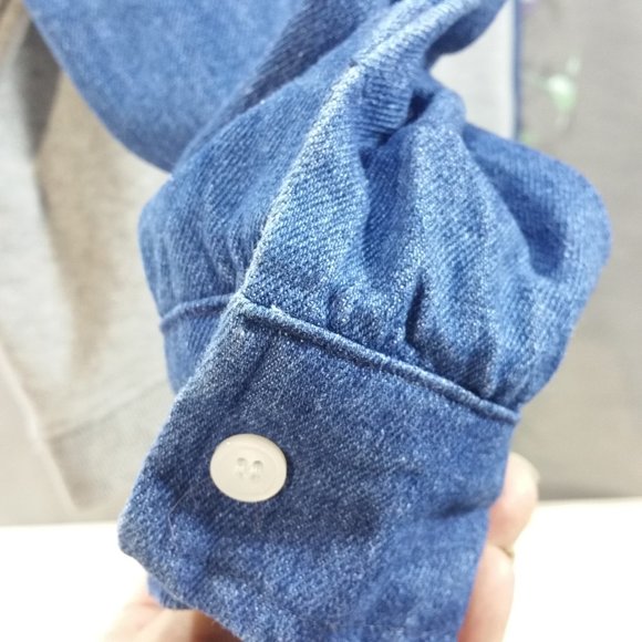 Maru.a Sweat Shirt With Denim Sleeves SZ (F) - Picture 4 of 4